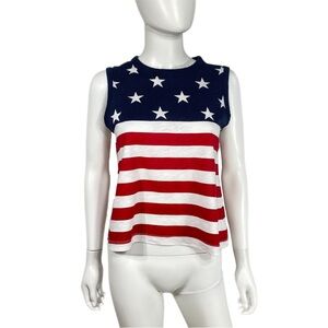 Old Navy Patriotic American Flag Print Sleeveless Cropped Tee